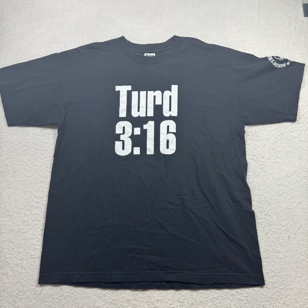 Murina T-Shirt Mens XL Black Turd 3:16 Mancow Q101 Vintage 90s Radio Promo Tee